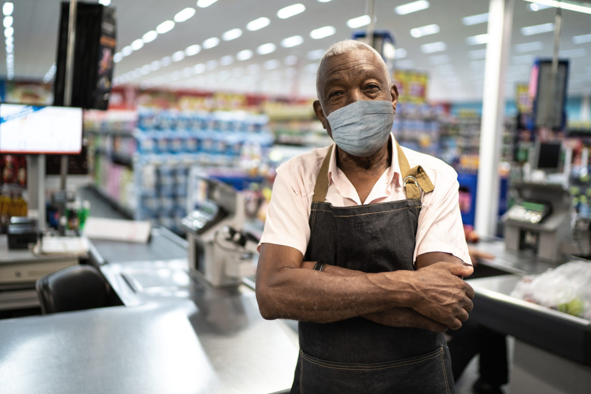 essential grocery store worker